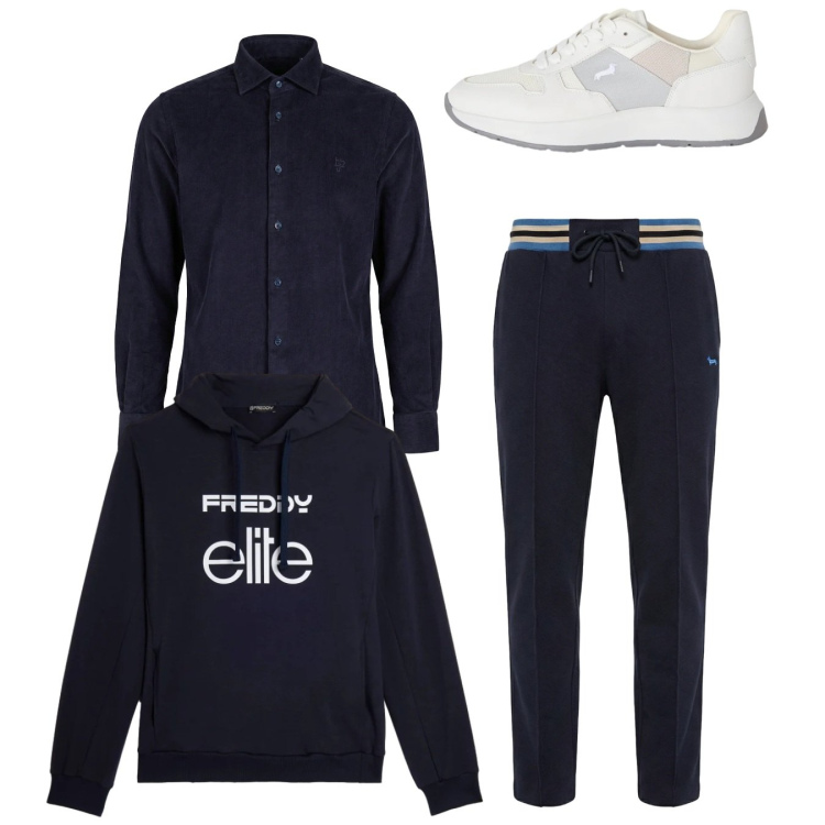 Outfit uomo - Total look #2348476. Stile Casual per Tutti i giorni. Abbinamento con sneakers, camicie, pantaloni, felpe con cappuccio.