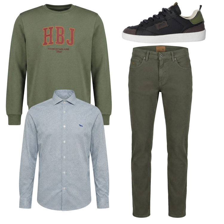 Outfit uomo - Total look #2348477. Stile Casual per Tutti i giorni. Abbinamento con sneakers, pantaloni, felpe, camicie.