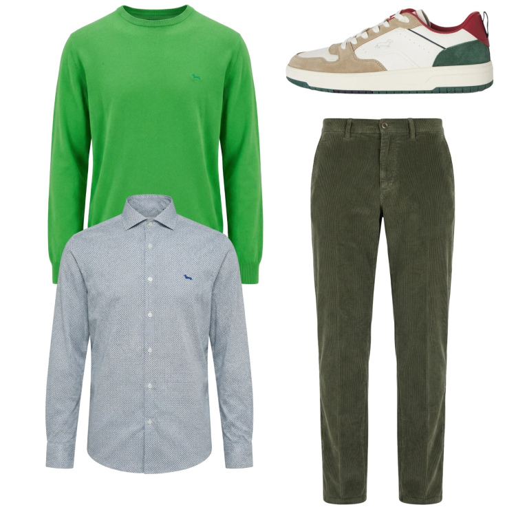 Outfit uomo - Total look #2348483. Stile Casual per Tutti i giorni. Abbinamento con sneakers, pantaloni chino, camicie, pullovers.