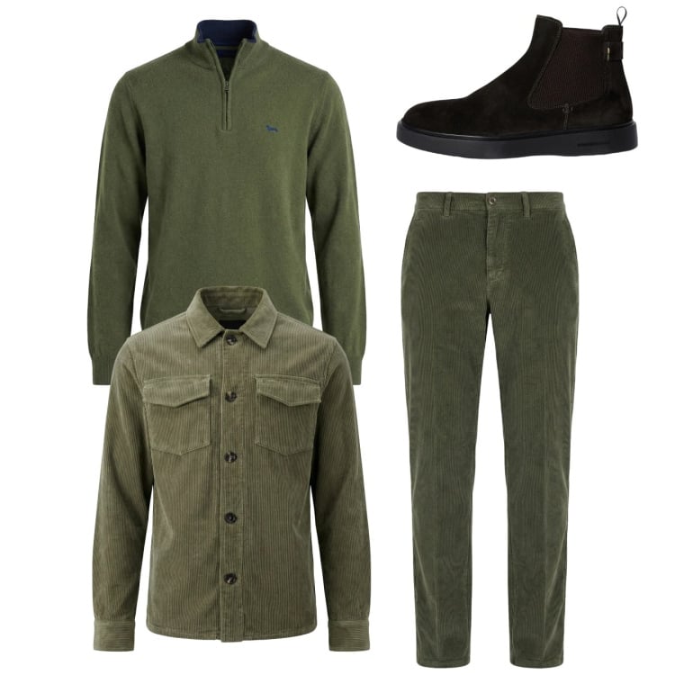 Outfit uomo - Total look #2348485. Stile Casual per Tutti i giorni. Abbinamento con pantaloni chino, stivali e stivaletti, pullovers, cappotti.