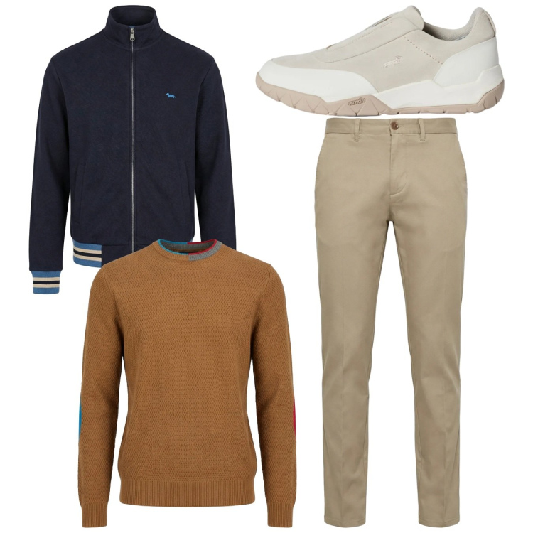 Outfit uomo - Total look #2348490. Stile Casual per Tutti i giorni. Abbinamento con maglieria, pantaloni chino, felpe, sneakers.