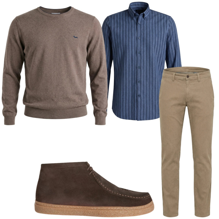 Outfit uomo - Trendy. Stile Trendy per Tutti i giorni. Abbinamento con pullovers, stivali e stivaletti, pantaloni, camicie.