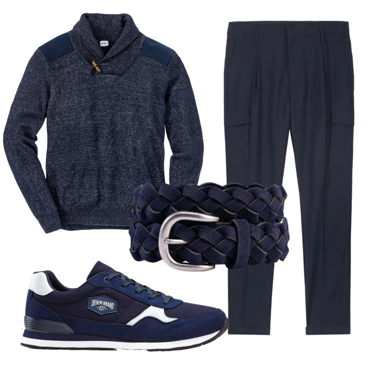 Outfit uomo - Total look #2348521. Stile Casual per Tutti i giorni. Abbinamento con maglieria, sneakers, pantaloni cargo, cinture.