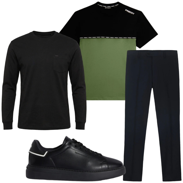 Outfit uomo - Total look #2348524. Stile Casual per Tutti i giorni. Abbinamento con t-shirt, sneakers, t-shirt, pantaloni.