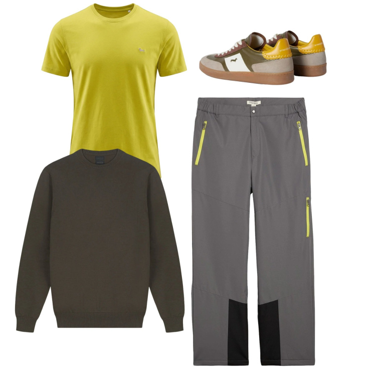 Outfit uomo - Total look #2348540. Stile Casual per Tutti i giorni. Abbinamento con pantaloni, sneakers, t-shirt, maglieria.