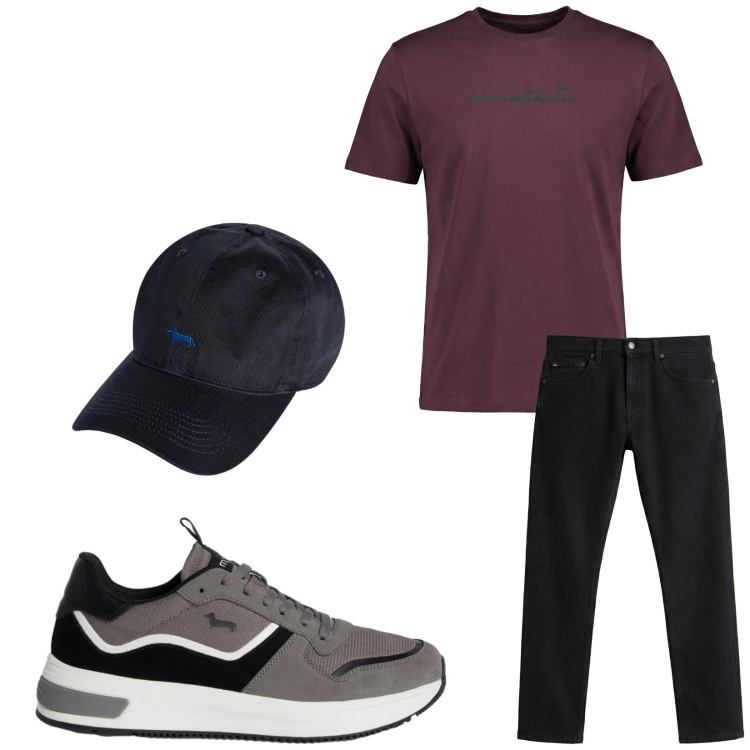 Outfit uomo - Total look #2348557. Stile Trendy per Tutti i giorni. Abbinamento con jeans, sneakers, t-shirt, cappelli con visiera.