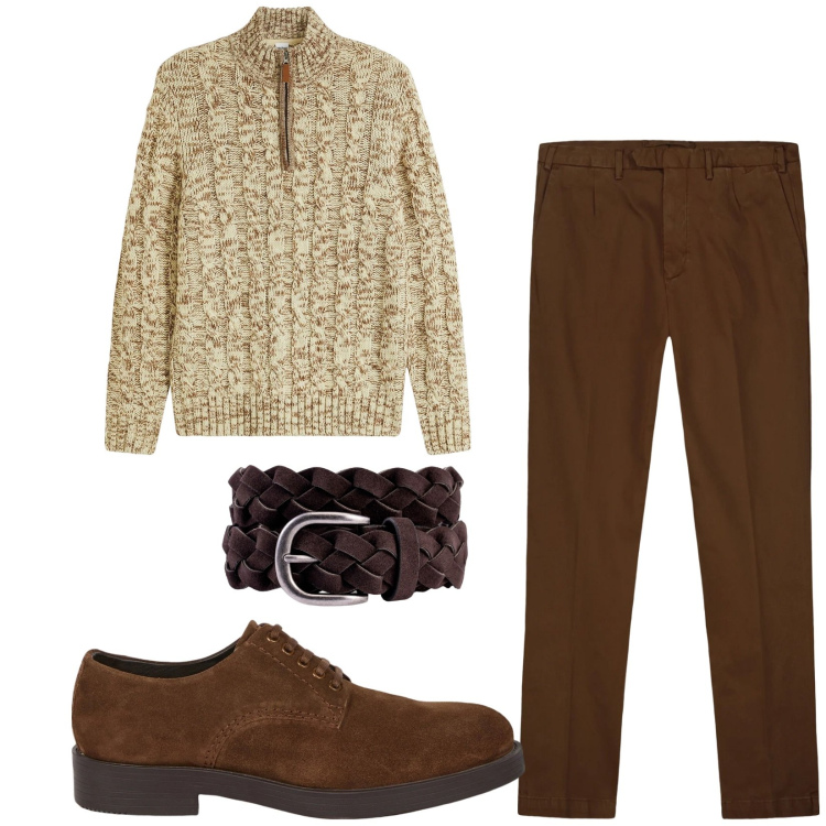 Outfit uomo - Total look #2348573. Stile Trendy per Tutti i giorni. Abbinamento con maglieria, scarpe stringate, pantaloni, cinture.