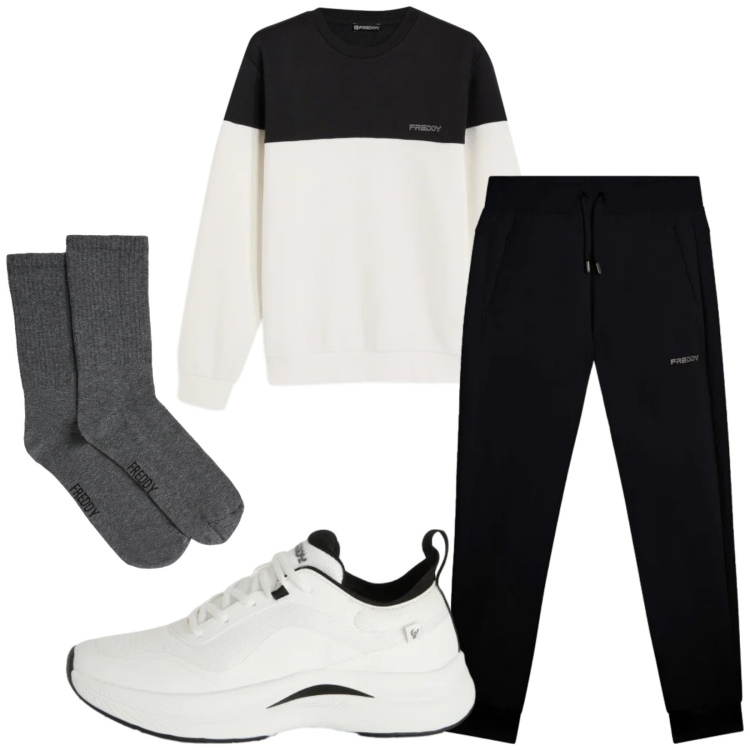 Outfit uomo - Total look #2348583. Stile Urban per Sport. Abbinamento con calzini, sneakers, pantaloni, felpe.