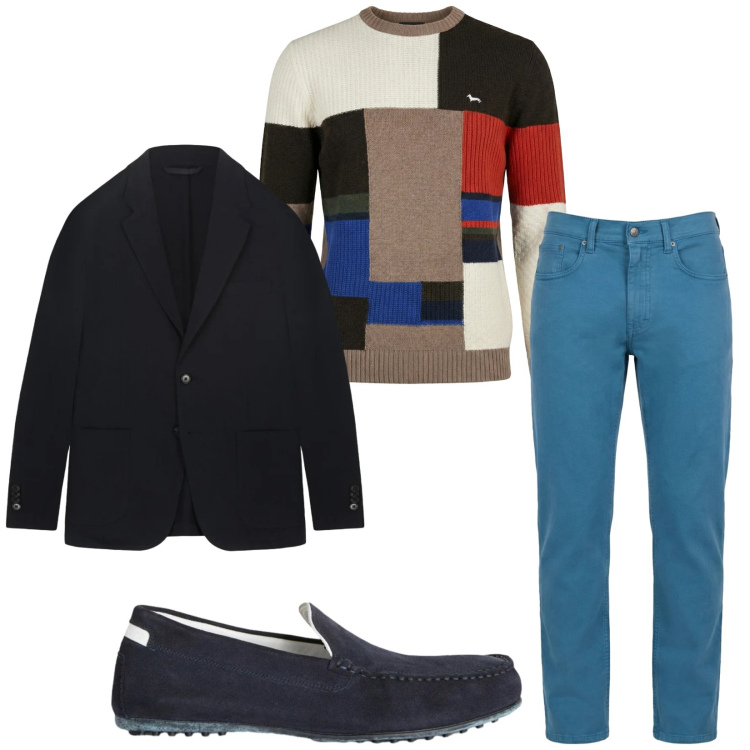 Outfit uomo - Total look #2348593. Stile Trendy per Serata speciale. Abbinamento con pantaloni, scarpe stringate, pullovers, giacche.
