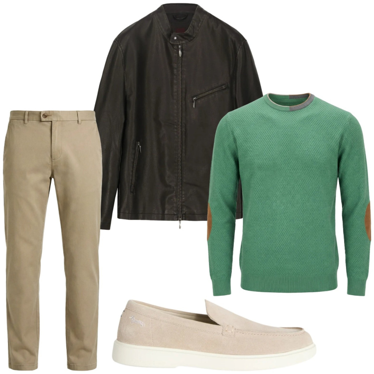 Outfit uomo - Casual. Stile Casual per Tutti i giorni. Abbinamento con pantaloni chino, scarpe stringate, maglieria, giacche.