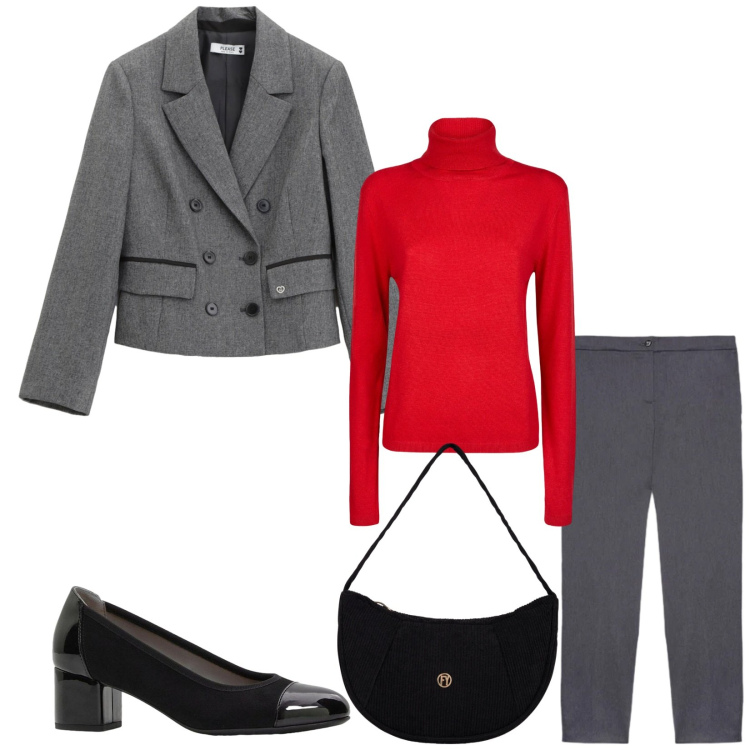 Outfit donna - Total look #2348598. Stile Bon Ton per Ufficio. Abbinamento con décolleté, pantaloni, borse a mano, blazer, maglieria.