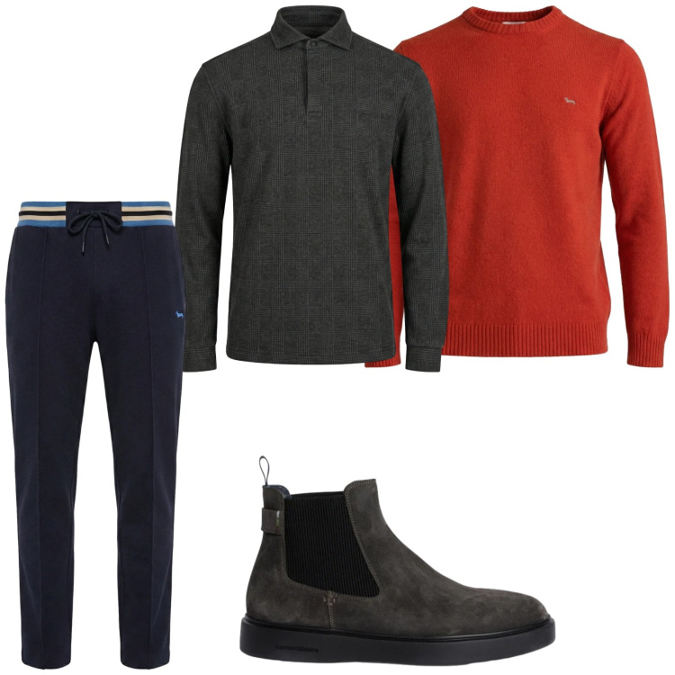 Outfit uomo - Trendy. Stile Trendy per Tutti i giorni. Abbinamento con stivali e stivaletti, pullovers, polo, pantaloni.
