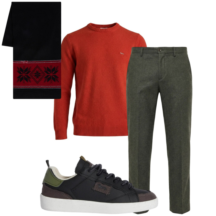 Outfit uomo - Total look #2348600. Stile Casual per Tutti i giorni. Abbinamento con sneakers, pantaloni chino, pullovers, sciarpe.