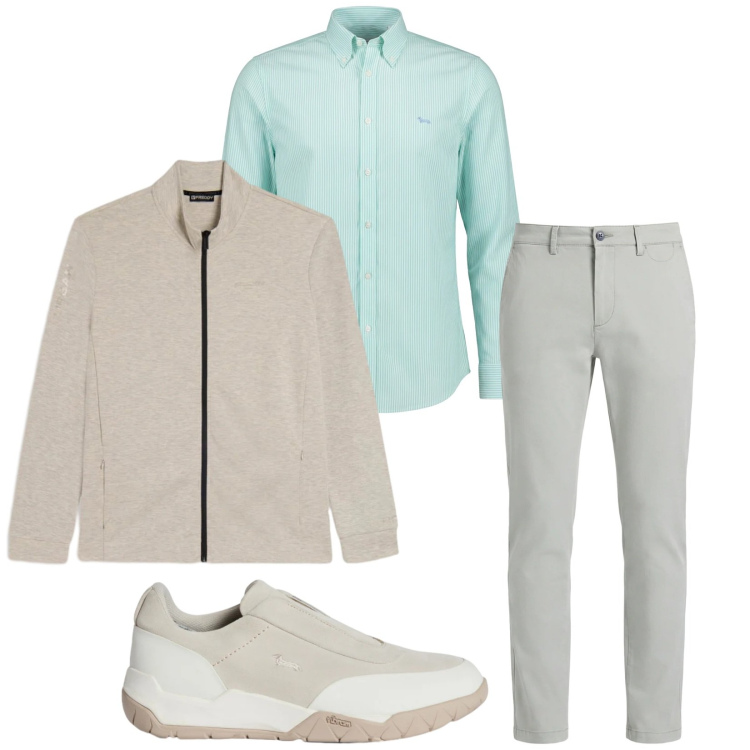 Outfit uomo - Total look #2348603. Stile Trendy per Tutti i giorni. Abbinamento con pantaloni chino, camicie, sneakers, felpe.