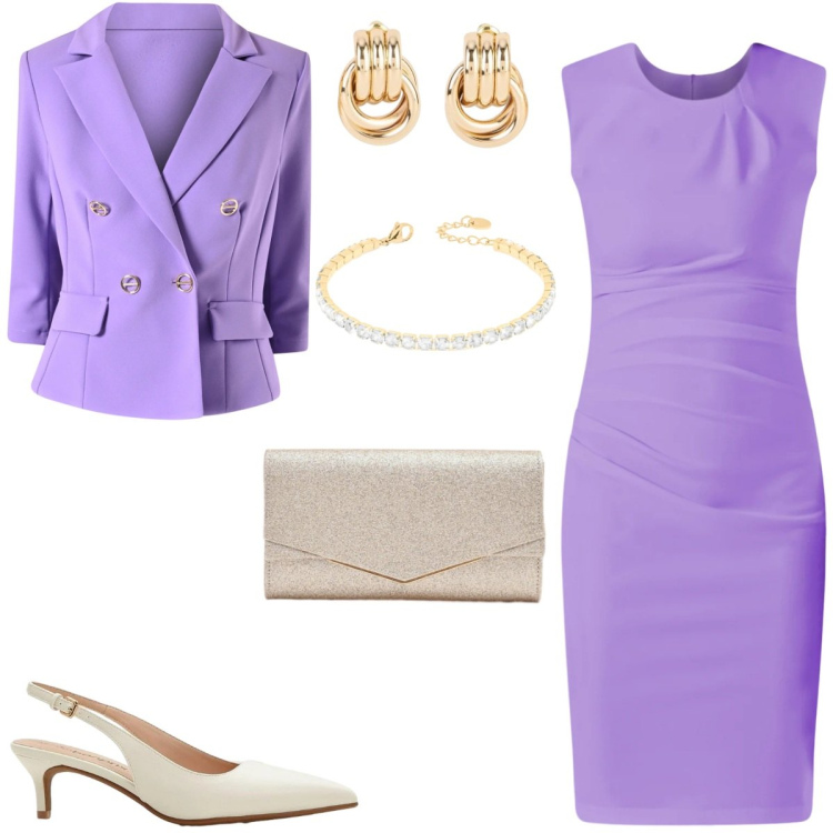 Outfit donna - Cerimonia, festeggiamenti formali. Stile Chic per Cerimonia. Abbinamento con décolleté, orecchini, braccialetti, clutch, vestiti a tubino, blazer.