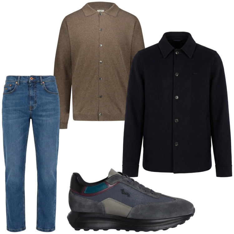 Outfit uomo - Casual. Stile Casual per Tutti i giorni. Abbinamento con cappotti, sneakers, jeans, polo.