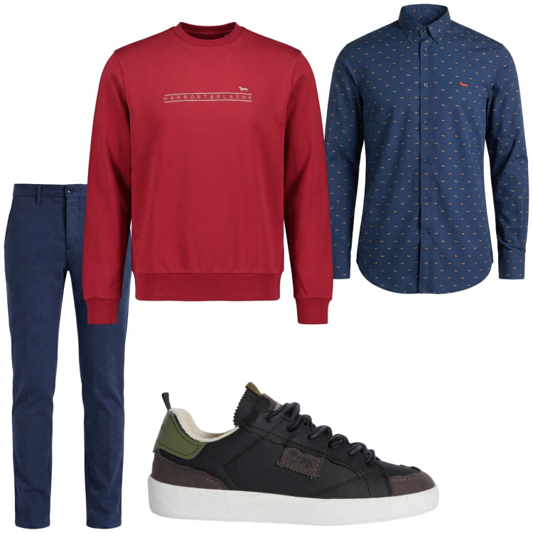 Outfit uomo - Casual. Stile Casual per Tutti i giorni. Abbinamento con sneakers, felpe, pantaloni chino, camicie.