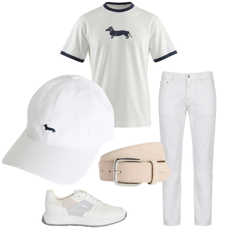 Outfit uomo - Total look #2348621. Stile Trendy per Tutti i giorni. Abbinamento con cappelli, cinture, pantaloni, sneakers, t-shirt.