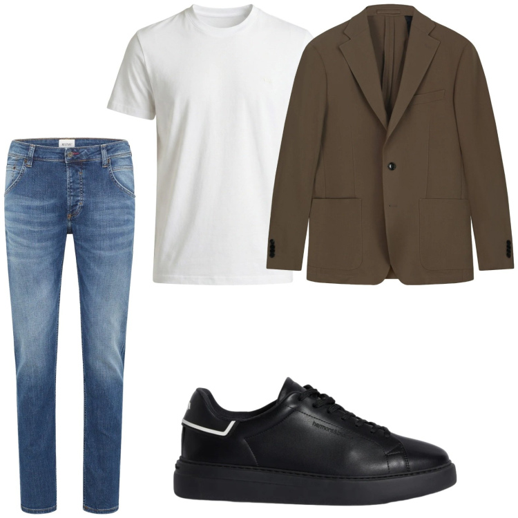 Outfit uomo - Casual. Stile Casual per Tutti i giorni. Abbinamento con jeans dritti, sneakers, t-shirt, giacche.