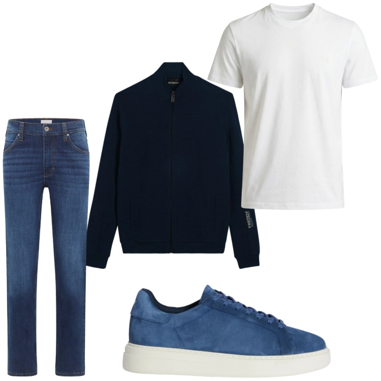Outfit uomo - Minimal. Stile Trendy per Tutti i giorni. Abbinamento con jeans dritti, sneakers, t-shirt, felpe.