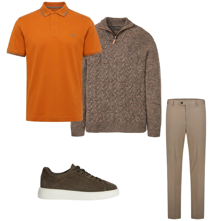 Outfit uomo - Total look #2348703. Stile Casual per Tutti i giorni. Abbinamento con maglieria, sneakers, polo, pantaloni.
