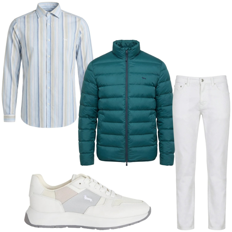 Outfit uomo - Passione ottanio. Stile Casual per Tutti i giorni. Abbinamento con pantaloni, sneakers, camicie, bomber.