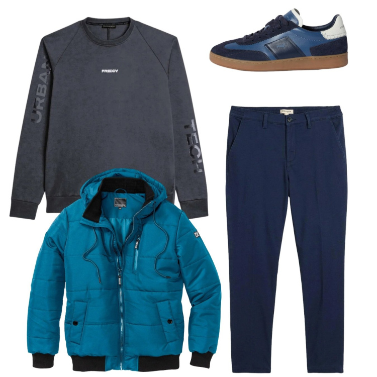Outfit uomo - Total look #2348731. Stile Casual per Tutti i giorni. Abbinamento con bomber, pantaloni chino, sneakers, felpe.