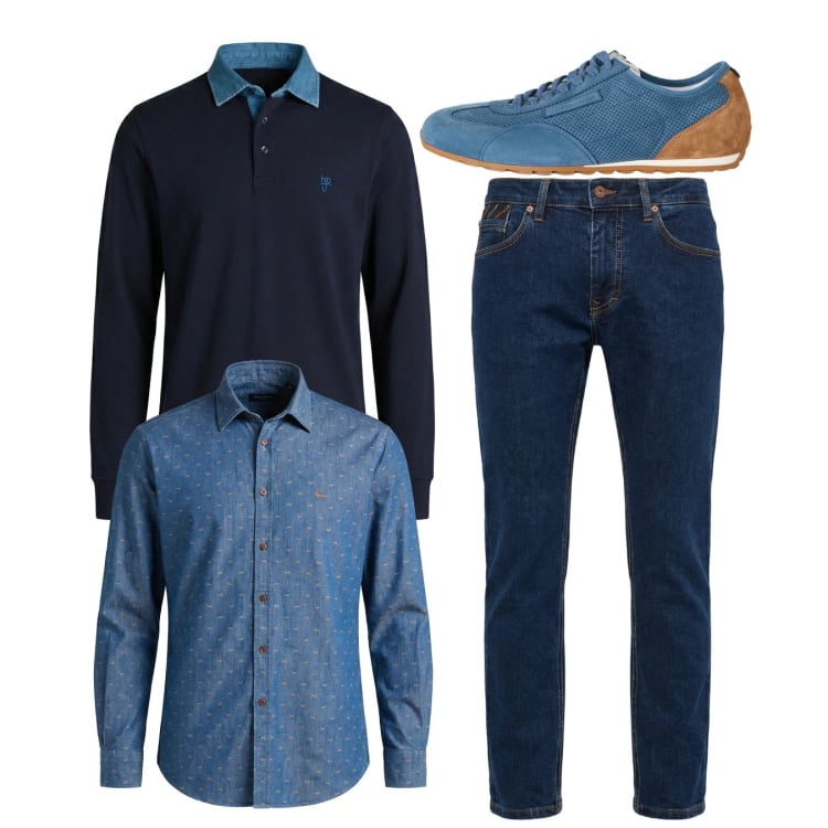 Outfit uomo - Total look #2348734. Stile Casual per Tutti i giorni. Abbinamento con sneakers, camicie, jeans, polo.