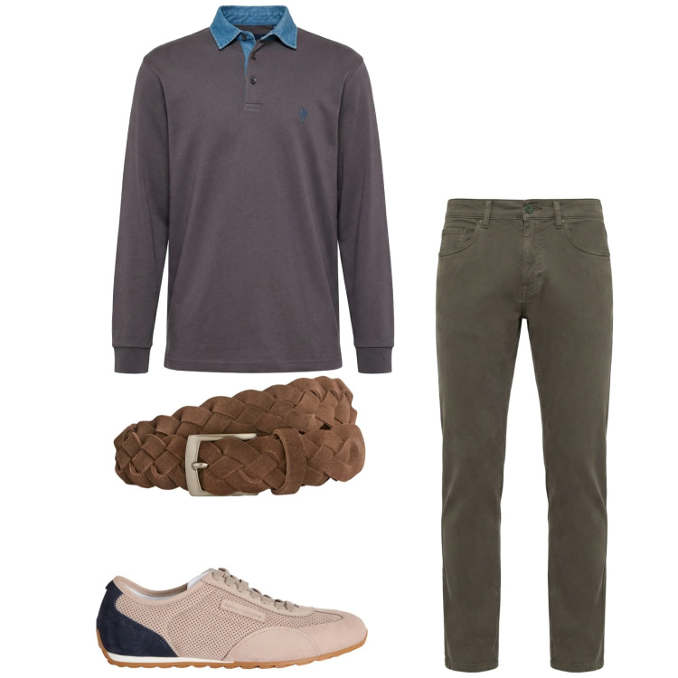 Outfit uomo - Total look #2348735. Stile Trendy per Tutti i giorni. Abbinamento con sneakers, cinture, pantaloni, polo.