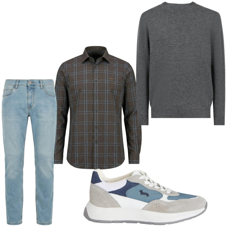 Outfit uomo - Minimal. Stile Casual per Tutti i giorni. Abbinamento con jeans slim fit, sneakers, camicie, maglieria.