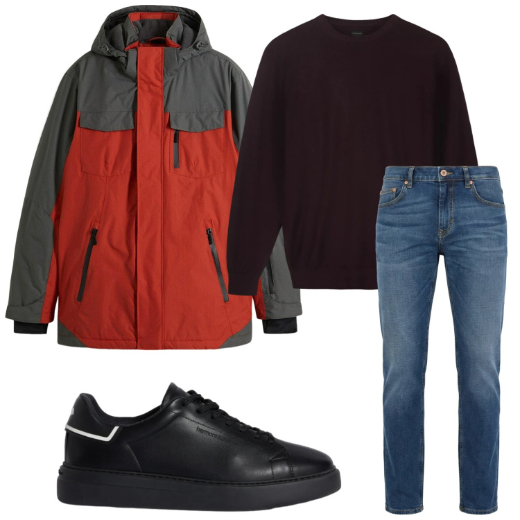 Outfit uomo - Total look #2348756. Stile Urban per Tutti i giorni. Abbinamento con giacche, sneakers, jeans, maglieria.