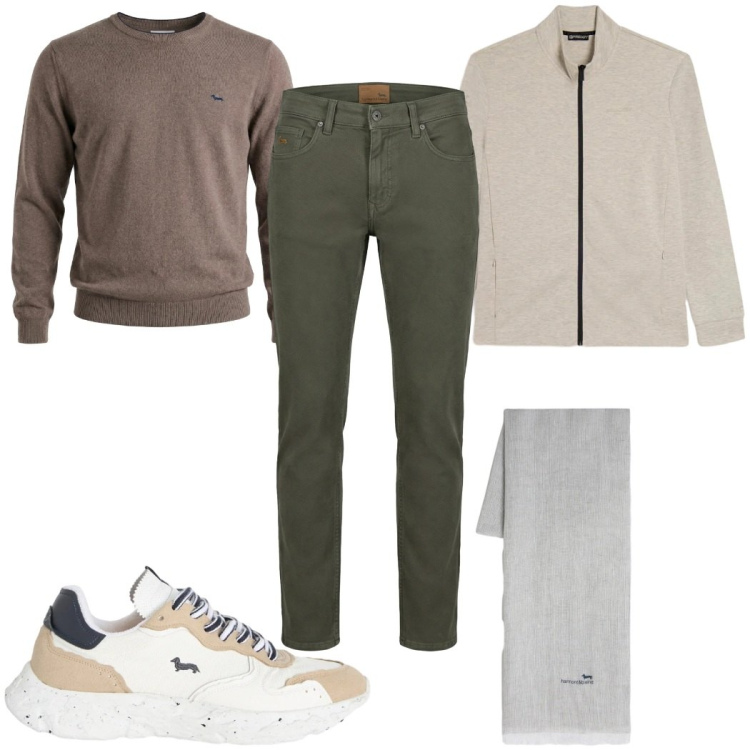 Outfit uomo - Total look #2348759. Stile Casual per Tutti i giorni. Abbinamento con pullovers, pantaloni, sciarpe, sneakers, felpe.