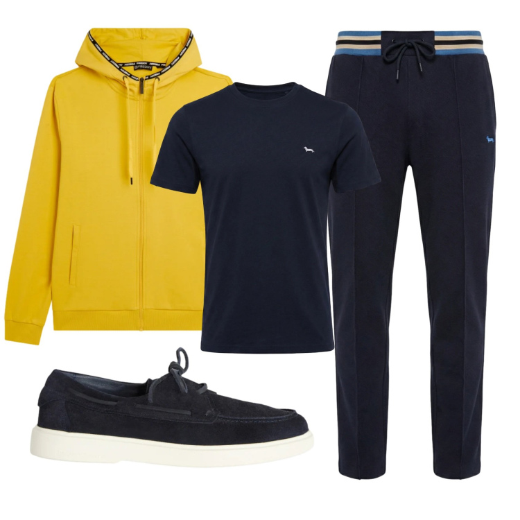 Outfit uomo - Total look #2348770. Stile Casual per Tutti i giorni. Abbinamento con scarpe stringate, t-shirt, pantaloni, felpe con cappuccio.