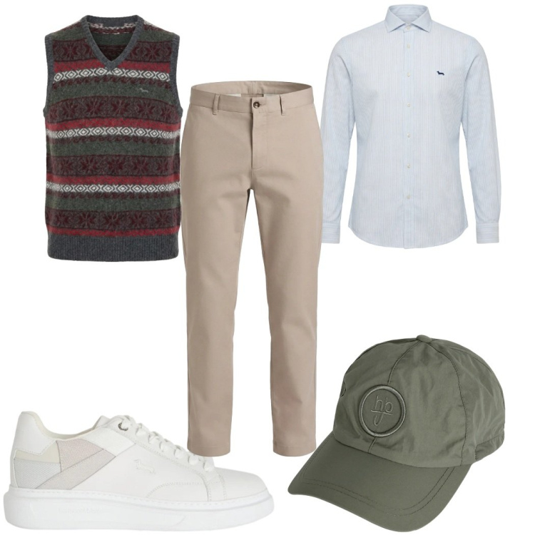 Outfit uomo - Total look #2348772. Stile Casual per Tutti i giorni. Abbinamento con cappelli, sneakers, pantaloni cargo, camicie, maglieria.