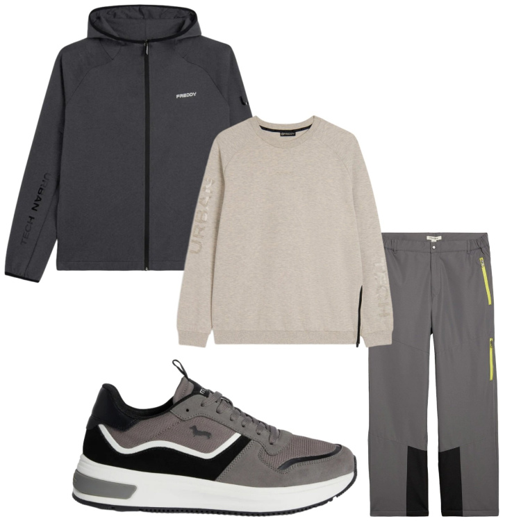 Outfit uomo - Total look #2348779. Stile Trendy per Sport. Abbinamento con pantaloni, sneakers, felpe, felpe con cappuccio.