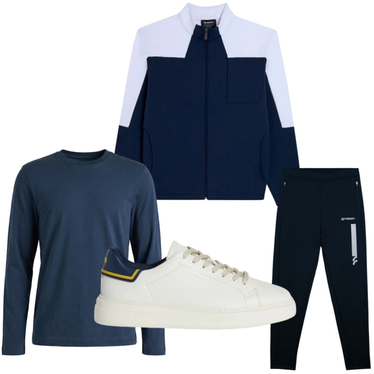 Outfit uomo - Sportivo. Stile Trendy per Tutti i giorni. Abbinamento con sneakers, t-shirt, pantaloni, felpe.