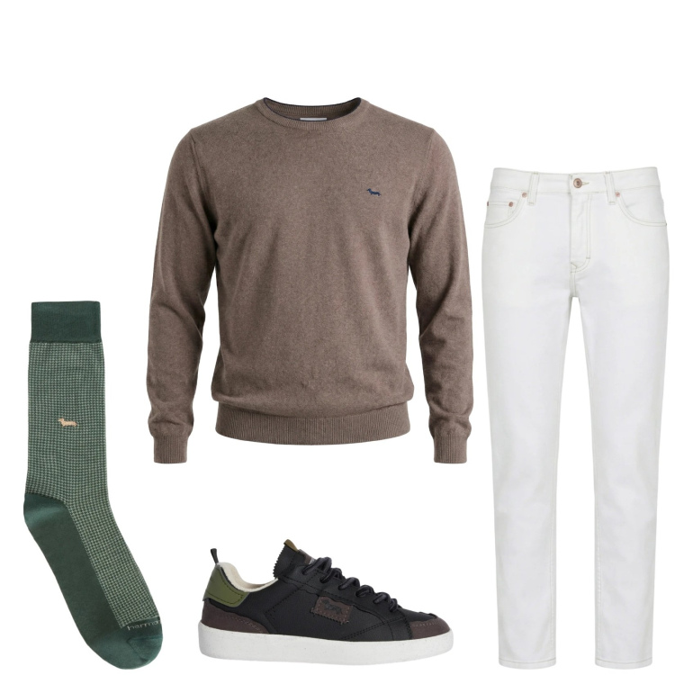 Outfit uomo - Total look #2348798. Stile Trendy per Serata speciale. Abbinamento con pullovers, sneakers, jeans, calzini.