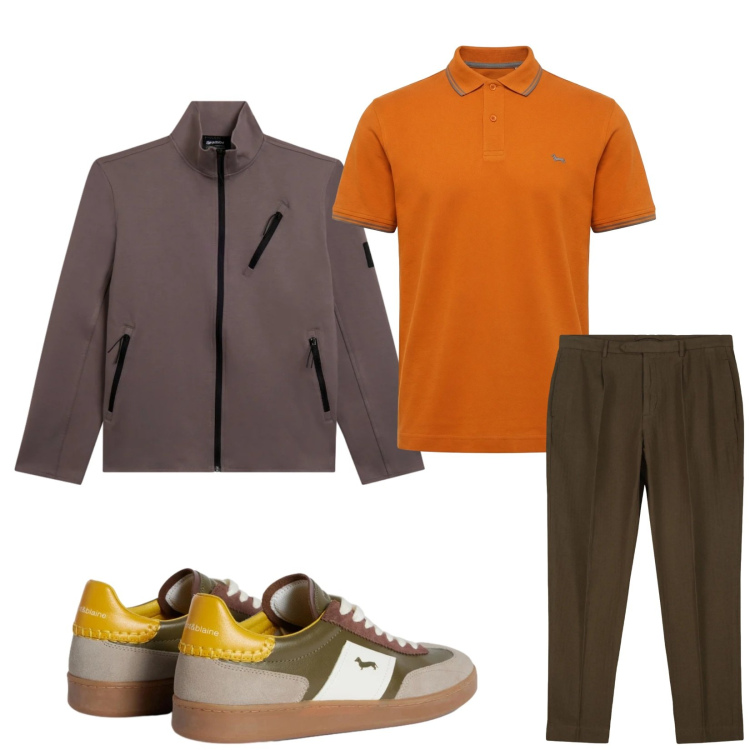 Outfit uomo - Total look #2348803. Stile Trendy per Tutti i giorni. Abbinamento con sneakers, polo, felpe, pantaloni.