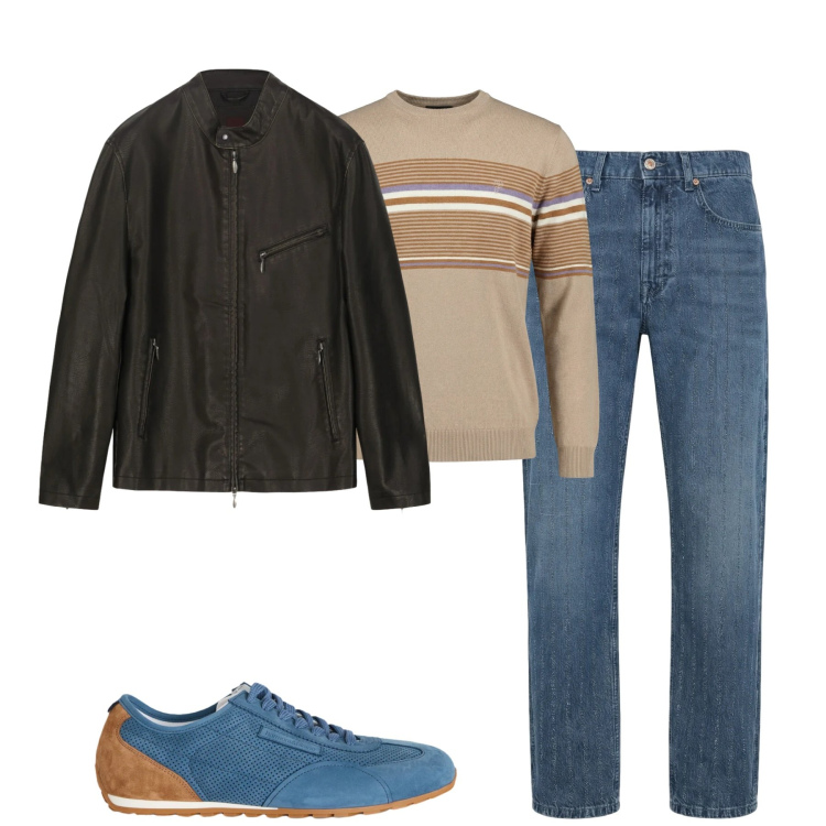 Outfit uomo - Total look #2348814. Stile Urban per Tutti i giorni. Abbinamento con sneakers, jeans, maglieria, giacche.
