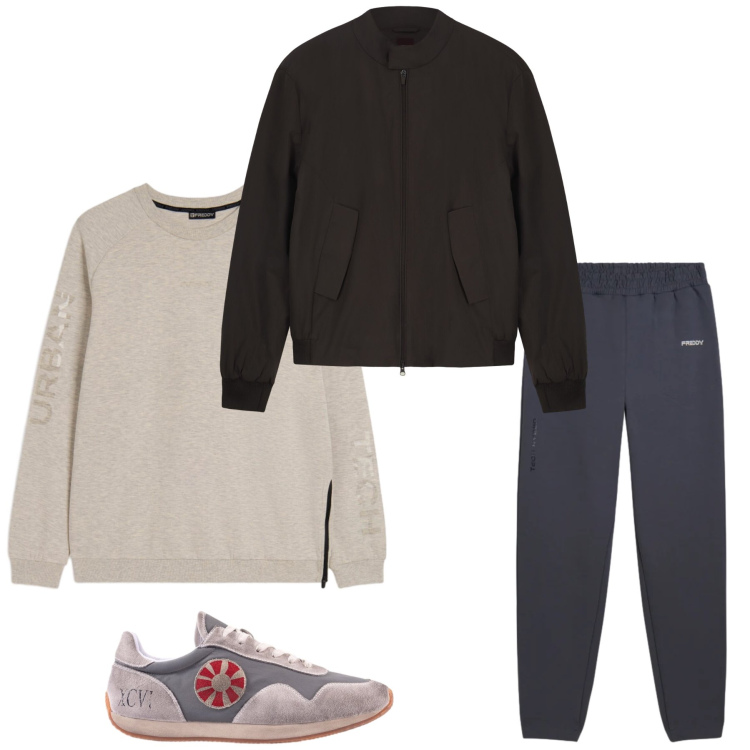 Outfit uomo - Total look #2348819. Stile Casual per Tutti i giorni. Abbinamento con felpe, pantaloni, bomber, sneakers.