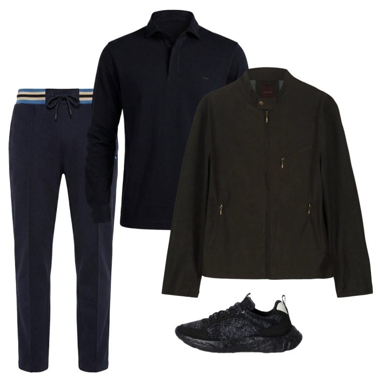 Outfit uomo - Febbraio. Stile Casual per Tutti i giorni. Abbinamento con sneakers, polo, pantaloni, giacche.