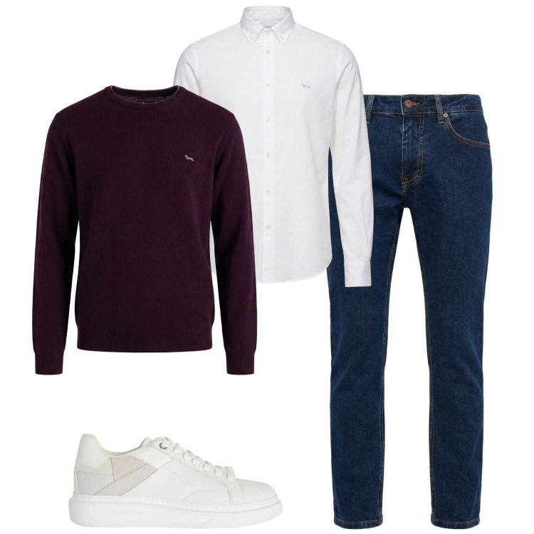 Outfit uomo - Total look #2348823. Stile Urban per Tutti i giorni. Abbinamento con sneakers, camicie, pullovers, jeans.