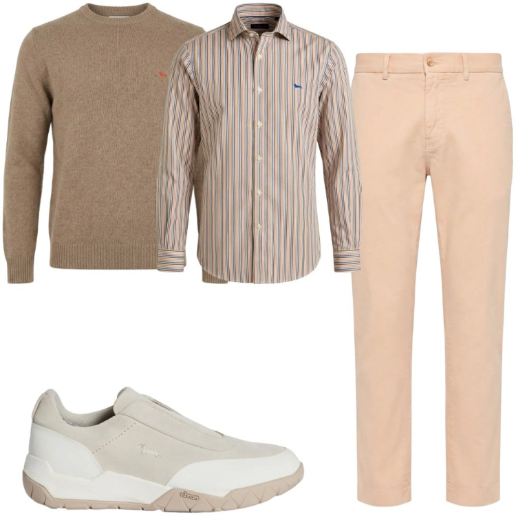 Outfit uomo - Total look #2348831. Stile Casual per Tutti i giorni. Abbinamento con camicie, pullovers, pantaloni chino, sneakers.