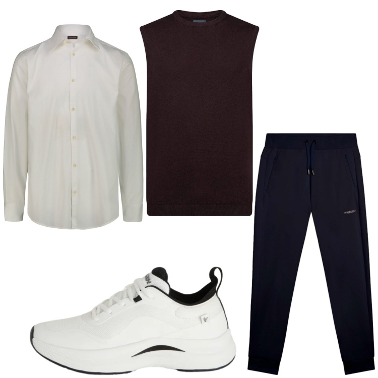 Outfit uomo - Sportivo. Stile Trendy per Tutti i giorni. Abbinamento con sneakers, pantaloni, gilet, camicie.