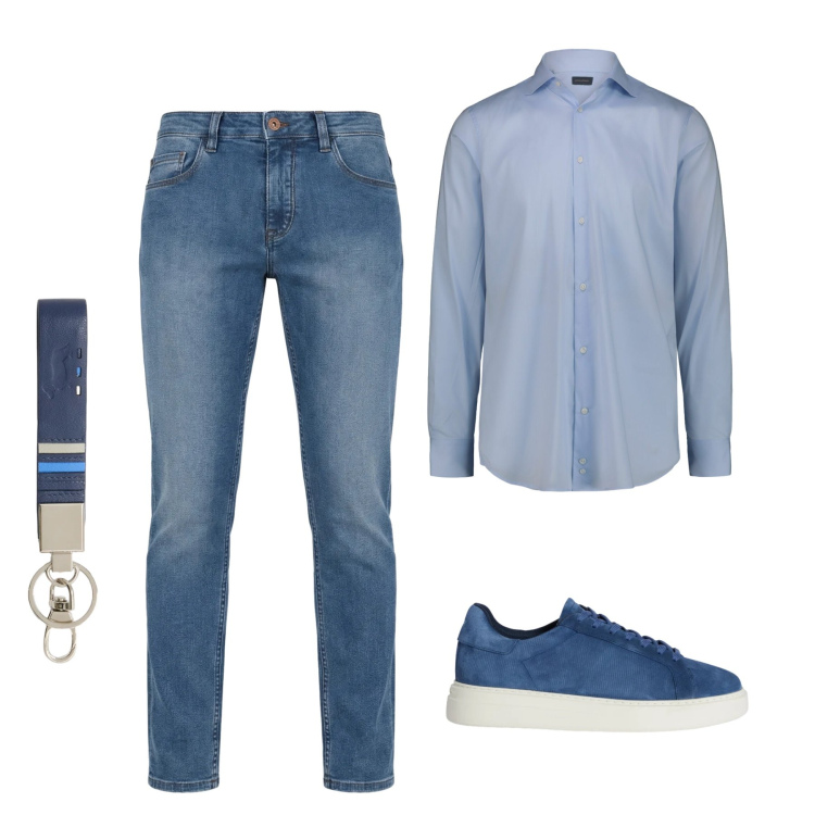 Outfit uomo - Total look #2348850. Stile Casual per Tutti i giorni. Abbinamento con sneakers, jeans, portachiavi, camicie.