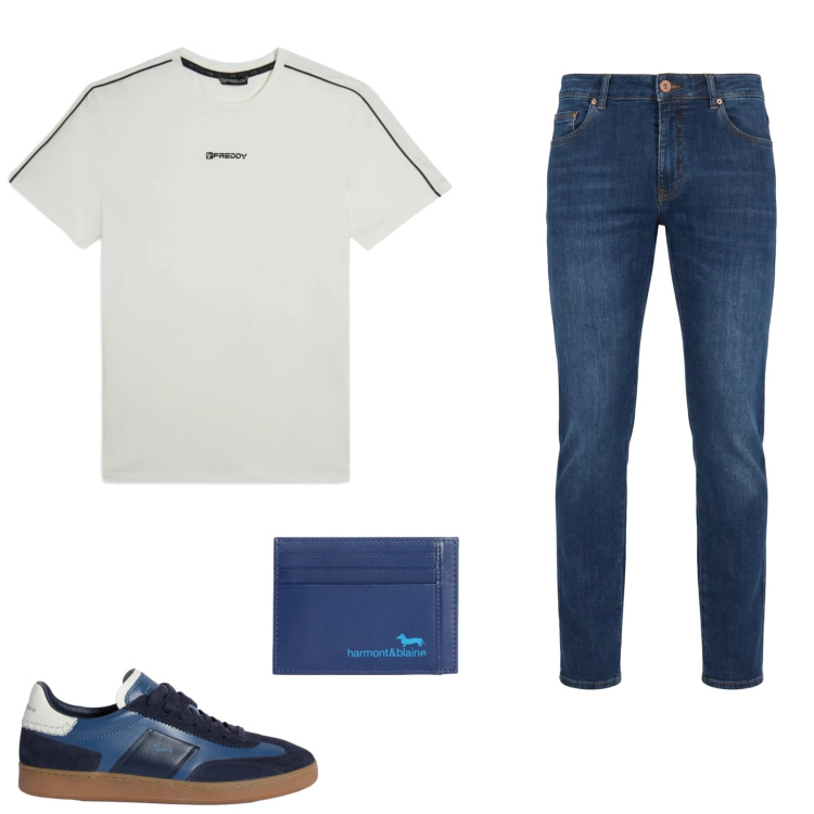 Outfit uomo - Total look #2348853. Stile Casual per Tutti i giorni. Abbinamento con sneakers, jeans, portafogli, t-shirt sportive.