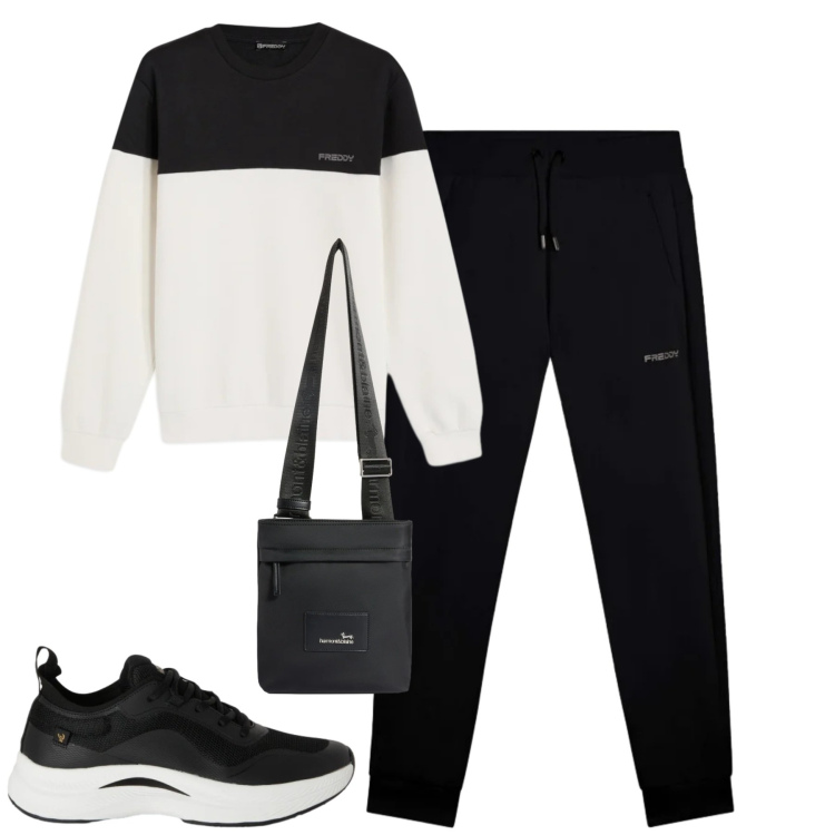 Outfit uomo - Total look #2348854. Stile Casual per Tutti i giorni. Abbinamento con borse sportive, sneakers, pantaloni, felpe.