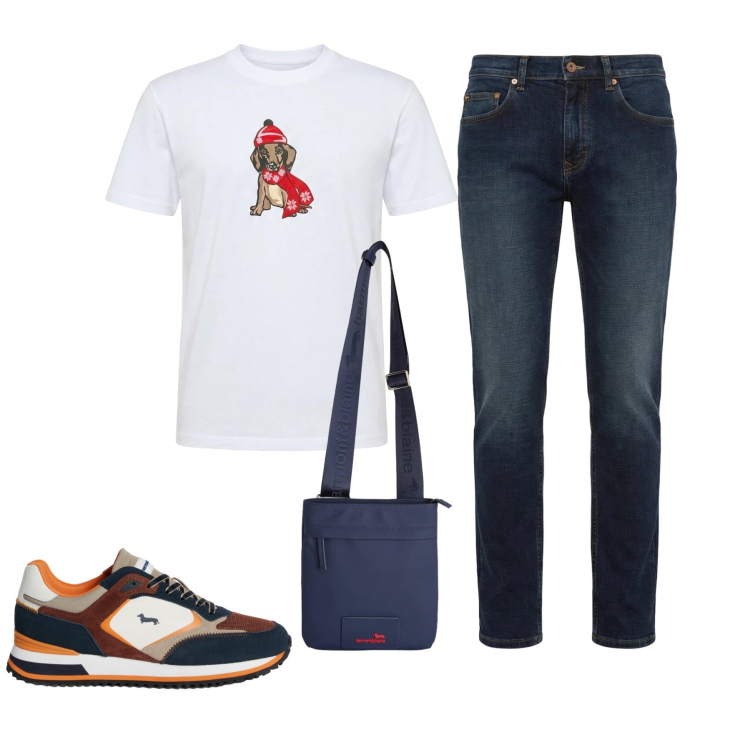 Outfit uomo - Total look #2348868. Stile Casual per Tutti i giorni. Abbinamento con jeans, t-shirt, sneakers, borse sportive.