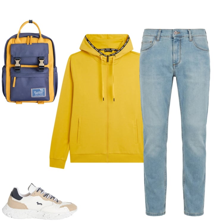 Outfit uomo - Total look #2348875. Stile Casual per Tutti i giorni. Abbinamento con jeans slim fit, sneakers, borse sportive, felpe con cappuccio.