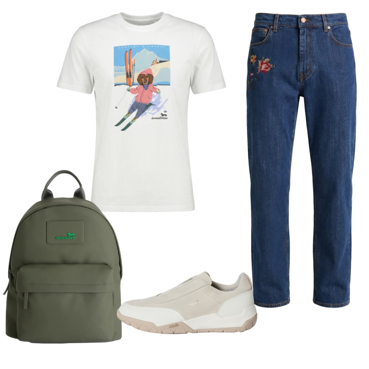 Outfit uomo - Total look #2348878. Stile Casual per Tutti i giorni. Abbinamento con jeans, borse sportive, sneakers, t-shirt.